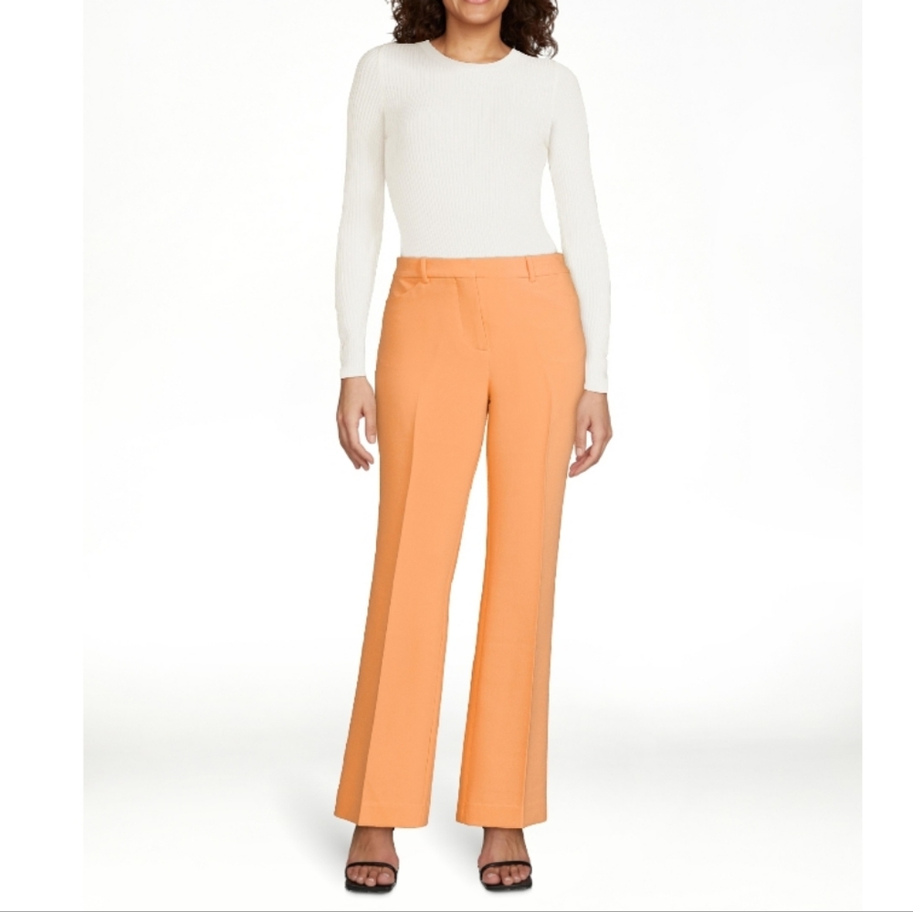 Tall High Waisted Trousers Crease Front Size Medium 8-10 Color Pumpkin New - Picture 12 of 14